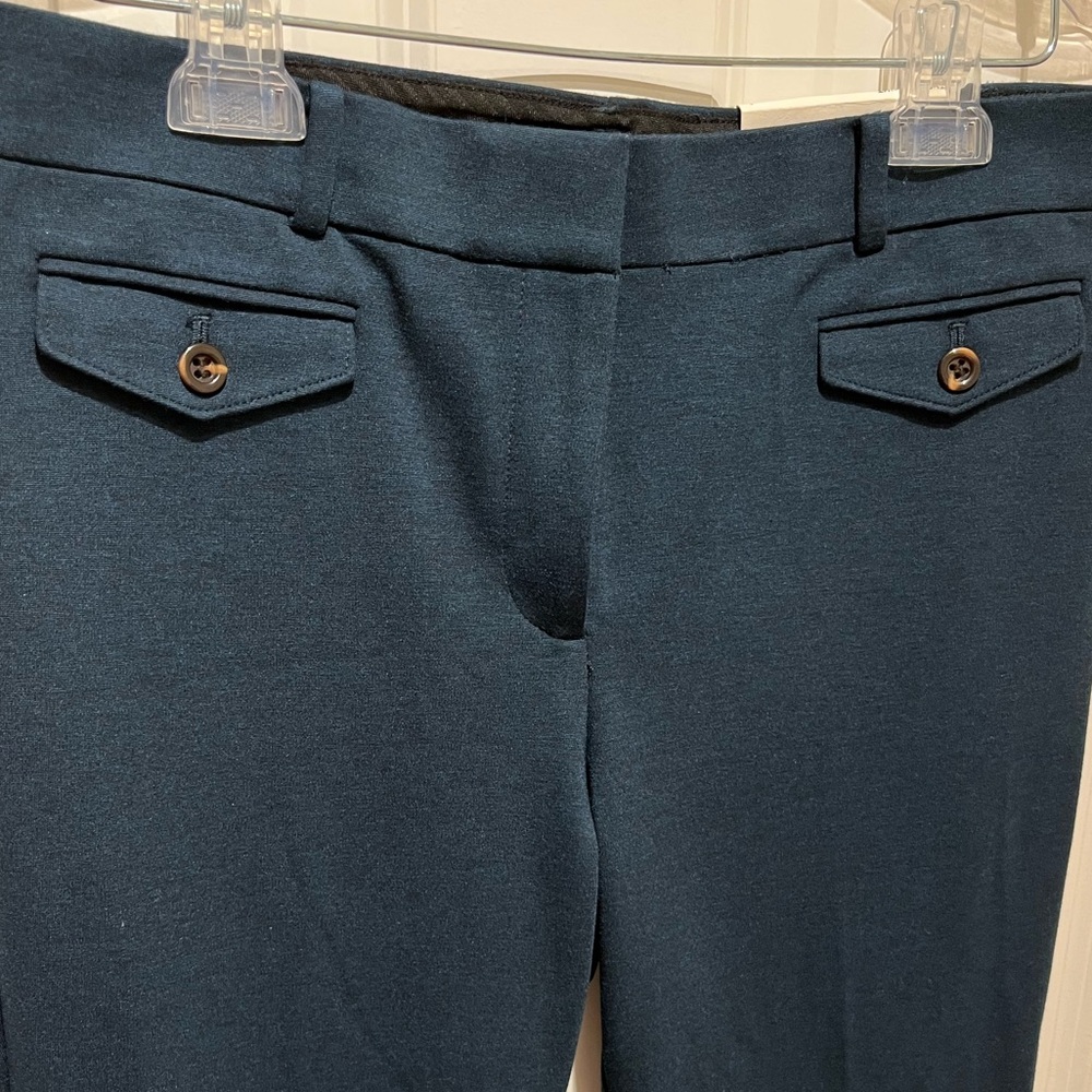 NWT Ann Taylor Straight Pants with Two Front Flap Pockets in Dark Teal size 4 - Picture 3 of 14